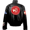 Atlanta Hawks Jeff Hamilton Full Black Leather Puffer Jacket