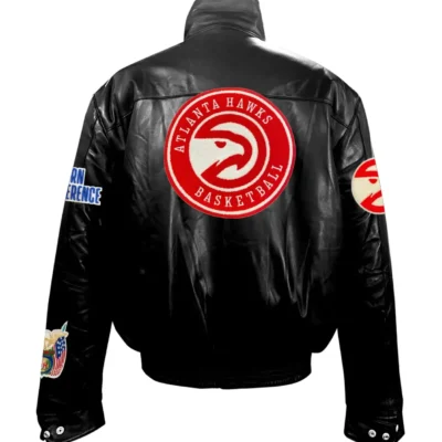 Atlanta Hawks Jeff Hamilton Full Black Leather Puffer Jacket