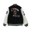 BAPE Black & White Crazy Patch Varsity Jacket