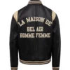 Bel-Air Homme Femme Leather Black Varsity Jacket