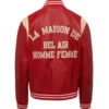 Bel-Air Homme Femme Leather Red Varsity Jacket