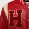 Bel-Air Homme Femme Leather Red Varsity Jacket