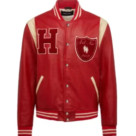 Bel-Air Homme Femme Leather Red Varsity Jacket