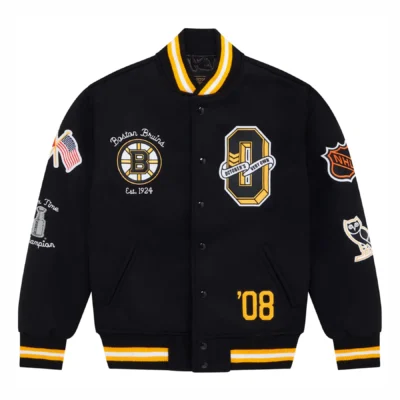 Boston Bruins OVO x NHL Black Full-Snap Varsity Jacket