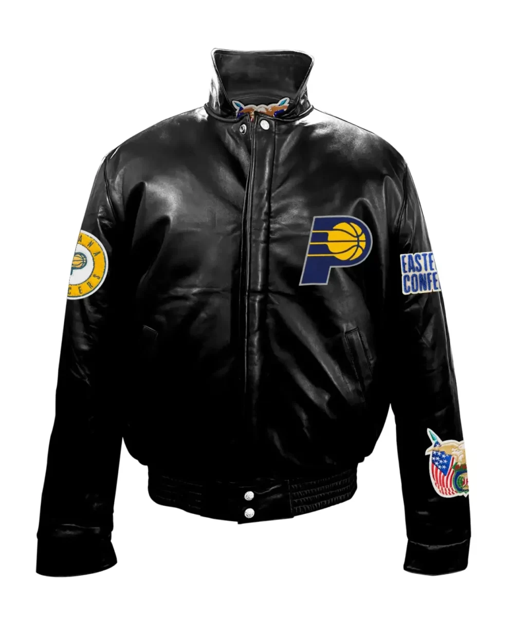 Jeff Hamilton Indiana Pacers Full Black Leather Jacket