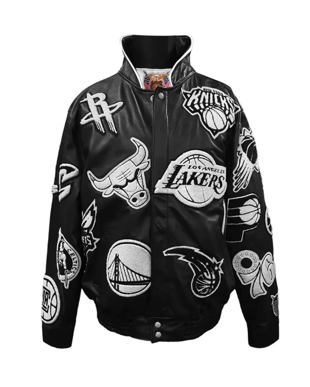 Jeff Hamilton Limited Edition 50th Anniversary Of Hip-hop NBA Collage Black & White Leather Jacket