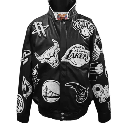 Jeff Hamilton Limited Edition 50th Anniversary Of Hip-hop NBA Collage Black & White Leather Jacket