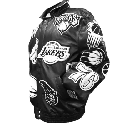 Jeff Hamilton Limited Edition 50th Anniversary Of Hip-hop NBA Collage Black & White Leather Jacket