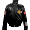 Jeff Hamilton Los Angeles Lakers Puffer Full Black Leather Jacket