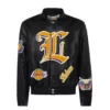 Jeff Hamilton Los Angeles Lakers Puffer Full Black Leather Jacket