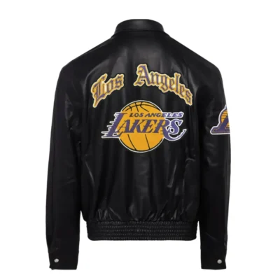 Jeff Hamilton Los Angeles Lakers Puffer Full Black Leather Jacket