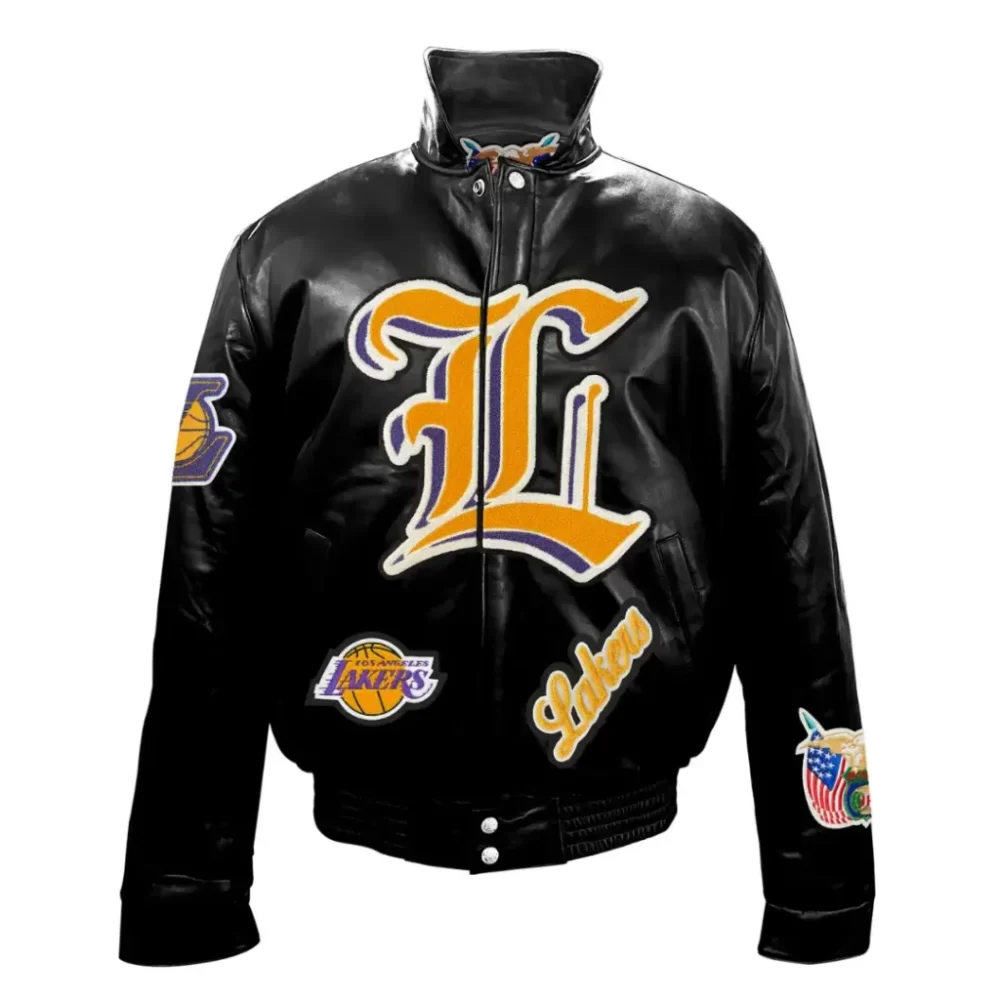 Jeff Hamilton Los Angeles Lakers Puffer Full Black Leather Jacket