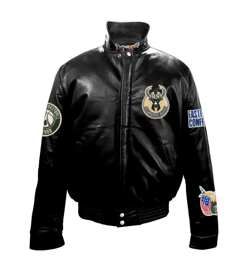 Jeff Hamilton Milwaukee Bucks Full Black Leather Jacket