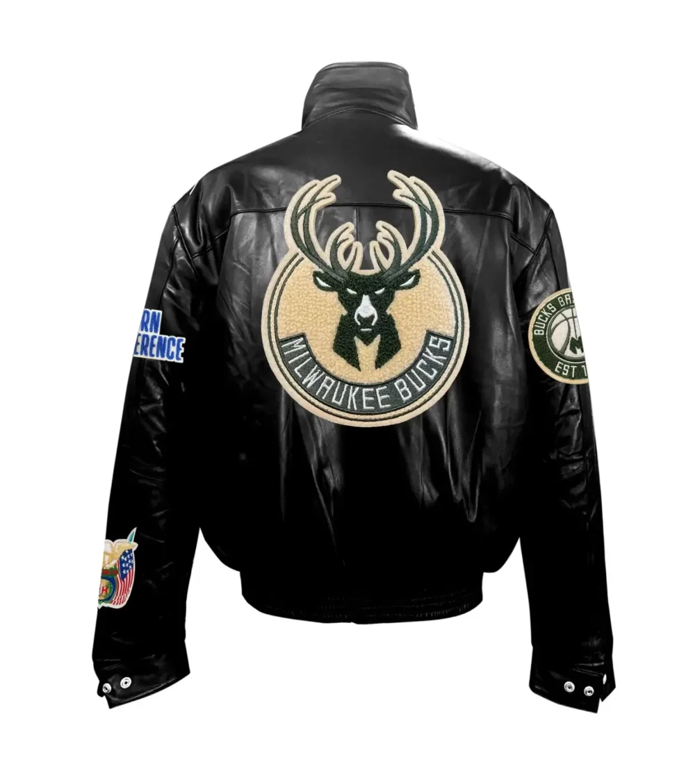 Jeff Hamilton Milwaukee Bucks Full Black Leather Jacket