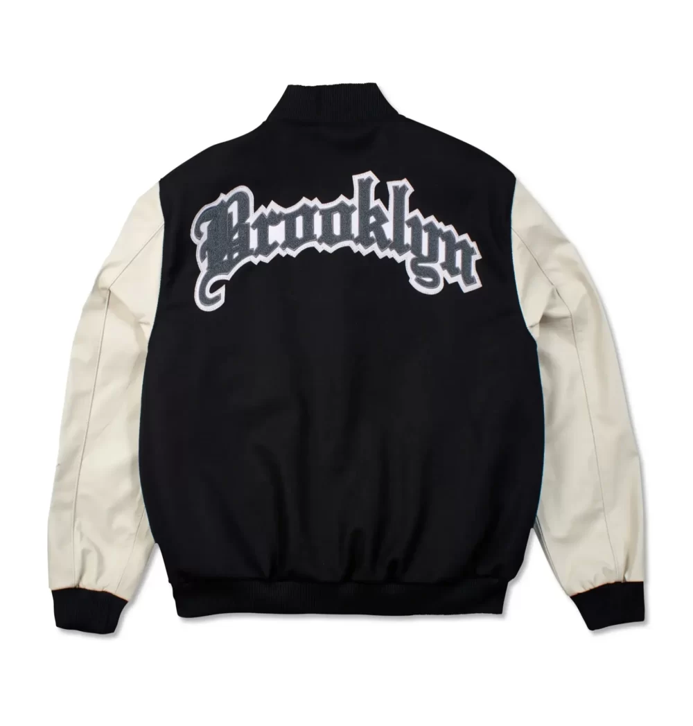 Jeff Hamilton X Brooklyn Nets Black/Cream Wool & Leather Varsity Jacket