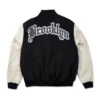 Jeff Hamilton X Brooklyn Nets Black/Cream Wool & Leather Varsity Jacket