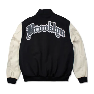 Jeff Hamilton X Brooklyn Nets Black/Cream Wool & Leather Varsity Jacket