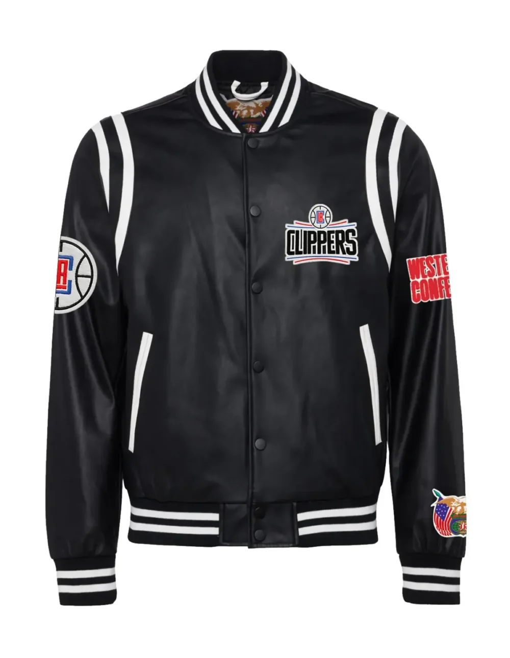 Jeff Hamilton X Los Angeles Clippers Vegan Black & White Leather Jacket