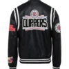 Jeff Hamilton X Los Angeles Clippers Vegan Black & White Leather Jacket