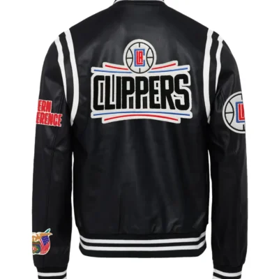 Jeff Hamilton X Los Angeles Clippers Vegan Black & White Leather Jacket