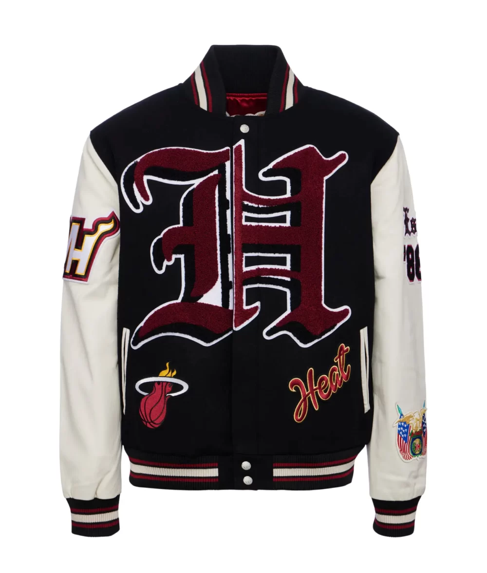 Jeff Hemilton X Miami Heat Wool & Leather Varsity Jacket