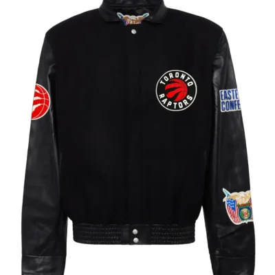 Jeffhamilton X Toronto Raptors Black Wool & Leather Jacket