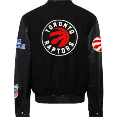 Jeffhamilton X Toronto Raptors Black Wool & Leather Jacket