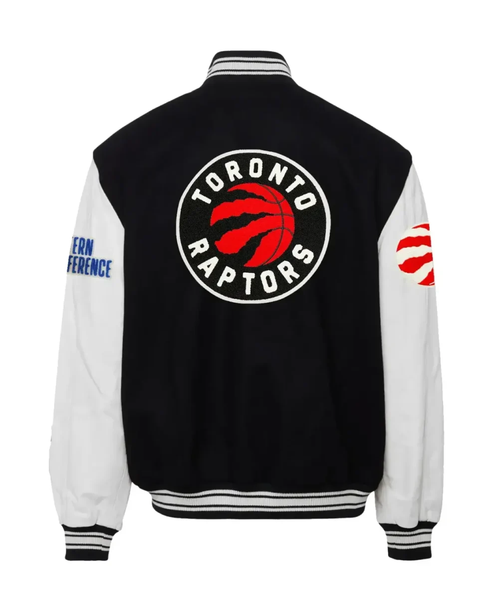 Jeffhamilton X Toronto Raptors Black & White Wool & Leather Jacket