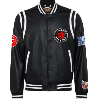 Jeffhamilton X Toronto Raptors Vegan Black & White Leather Jacket