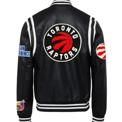 Jeffhamilton X Toronto Raptors Vegan Black & White Leather Jacket