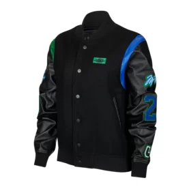 Jordan x Aleali May Black Wool & Leather Varsity Jacket