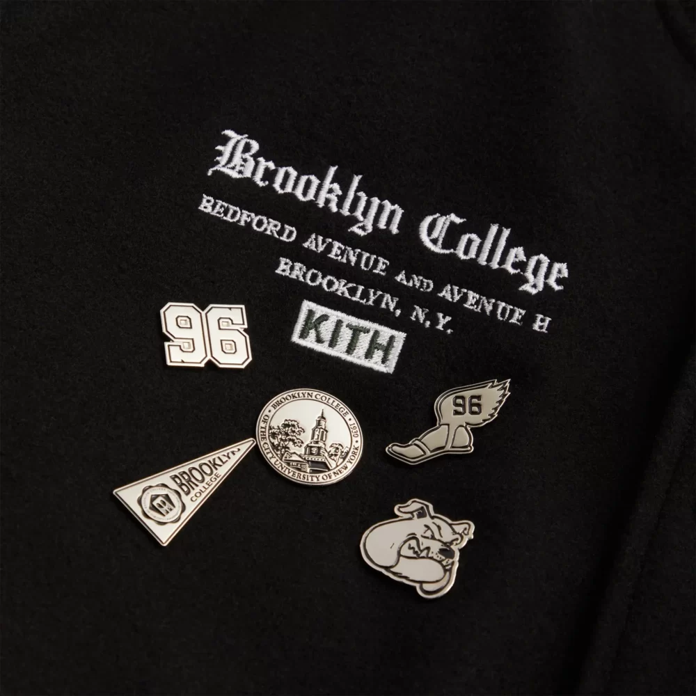 Kith Russell Athletic Cuny Brooklyn College Golden Bear Black & White Varsity Jacket