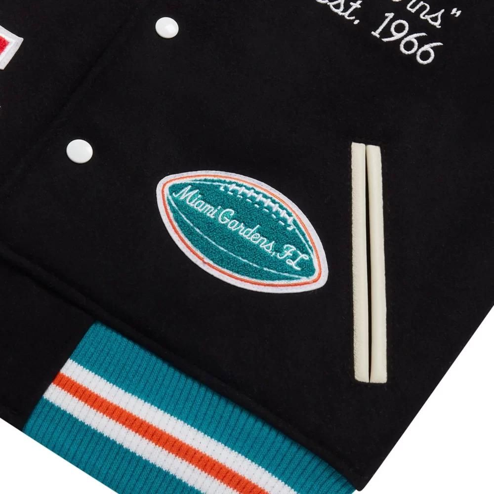 Miami Dolphins OVO Black Full-Snap Varsity Jacket