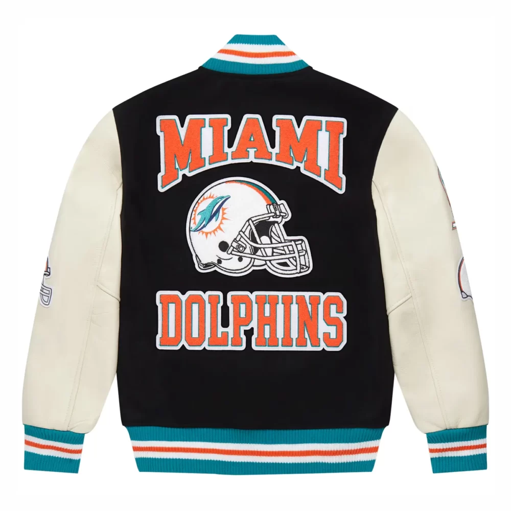 Miami Dolphins OVO Black Full-Snap Varsity Jacket