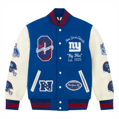 New York Giants OVO Royal Full-Snap Varsity Jacket