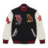 OVO X Toronto Raptors Black/Cream Wool & Leather Varsity Jacket