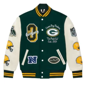 OVO x NFL Green Bay Packers Green Full-Snap Varsity Jacket