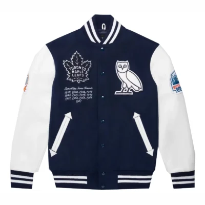 OVO x Toronto Maple Leafs Varsity Jacket Blue