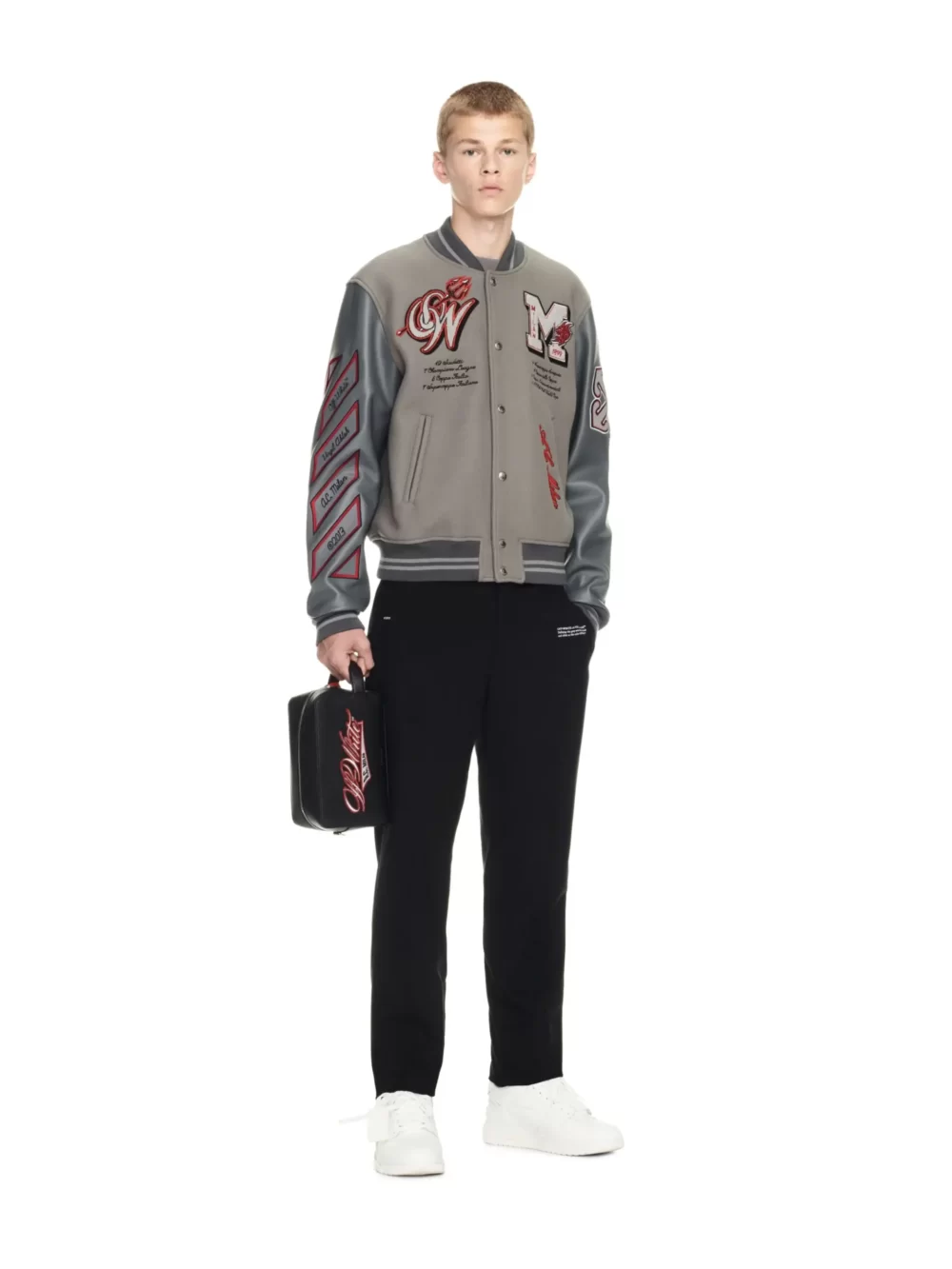 Off White Ac Milan Grey Varsity Jacket