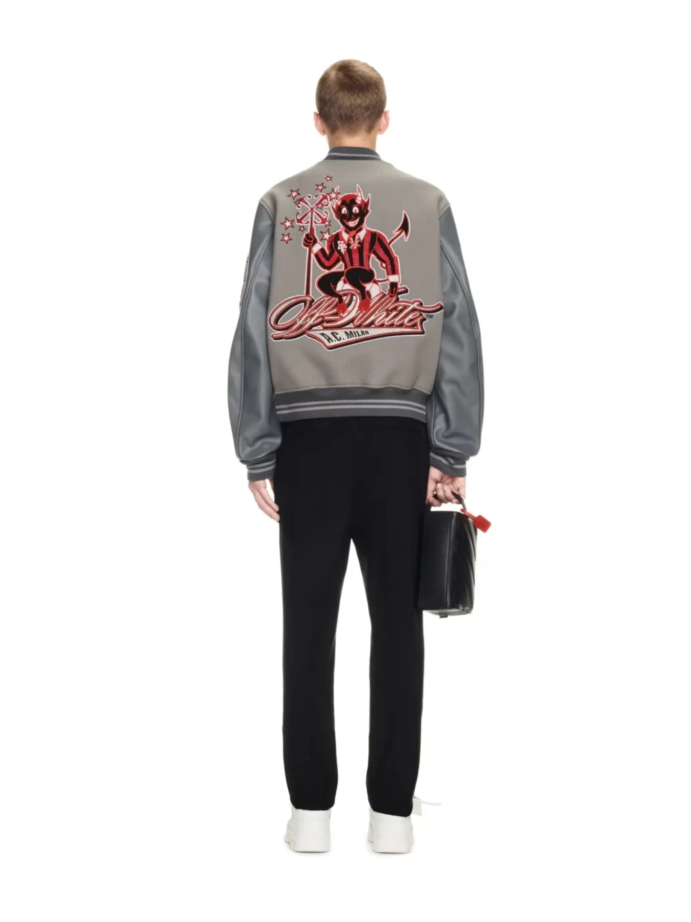 Off White Ac Milan Grey Varsity Jacket