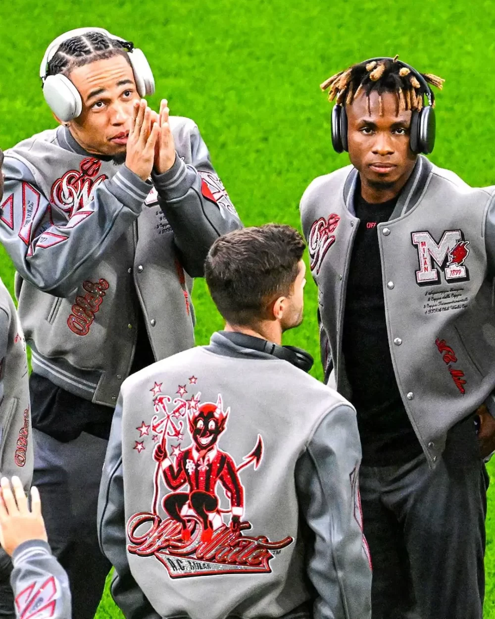 Off White Ac Milan Grey Varsity Jacket