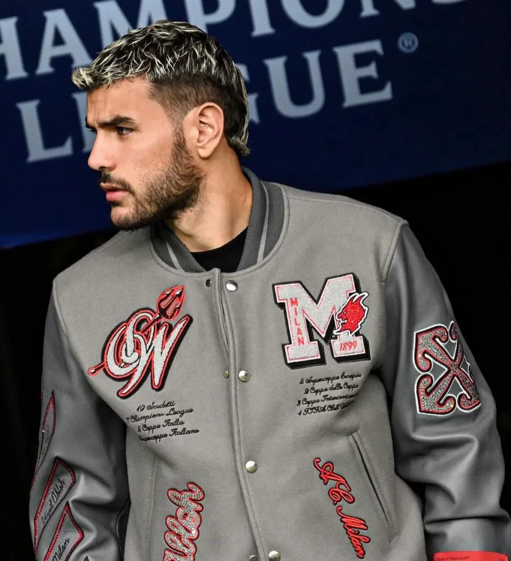 Off White Ac Milan Grey Varsity Jacket