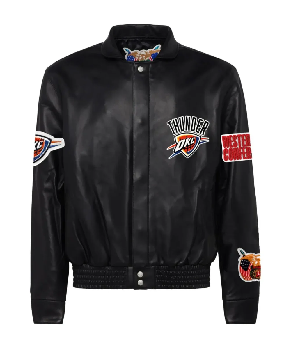 Oklahoma City Jeff Hamilton Thunder Full Black Leather Jacket