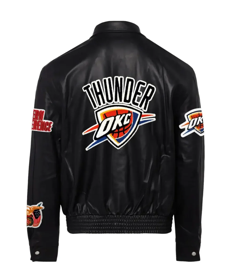 Oklahoma City Jeff Hamilton Thunder Full Black Leather Jacket