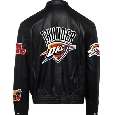 Oklahoma City Jeff Hamilton Thunder Full Black Leather Jacket