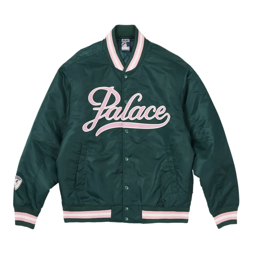 Palace The Arena Satin Green Varsity Jacket