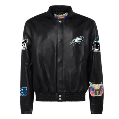 Philadelphia Eagles Jeff Hamilton Full-Snap Black Leather Jacket