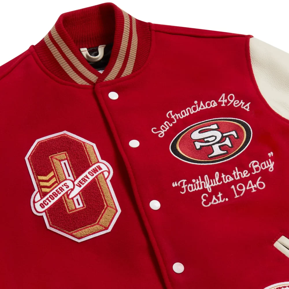 San Francisco 49ers OVO Scarlet Full-Snap Varsity Jacket