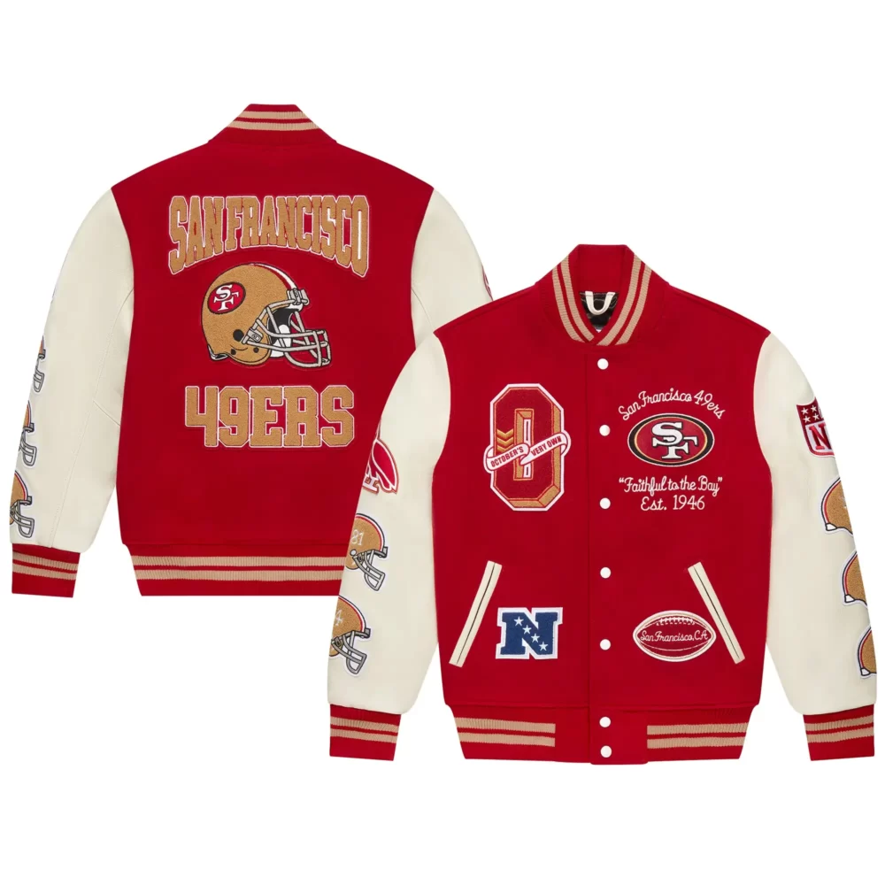 San Francisco 49ers OVO Scarlet Full-Snap Varsity Jacket