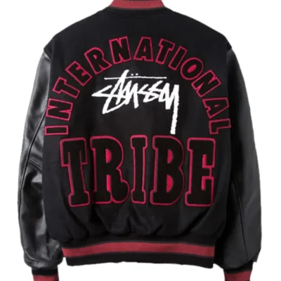 Stussy 35th IST Milano Chapter International Black Vintage Wool & Leather Varsity Jacket